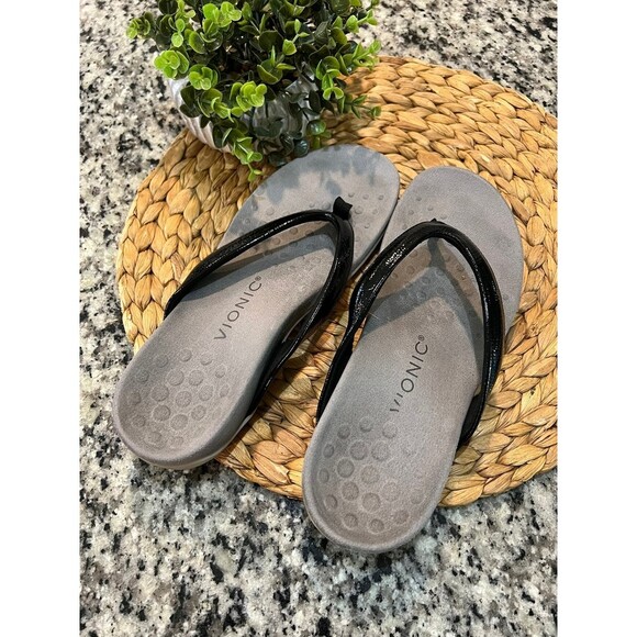 Vionic Womens Dillon Black Flip Flops Size 7 - Picture 2 of 4